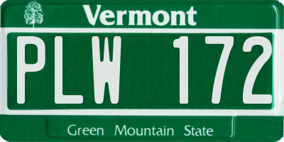 VT license plate PLW172