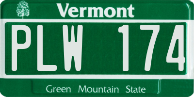 VT license plate PLW174