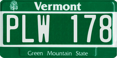 VT license plate PLW178