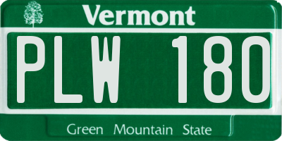 VT license plate PLW180