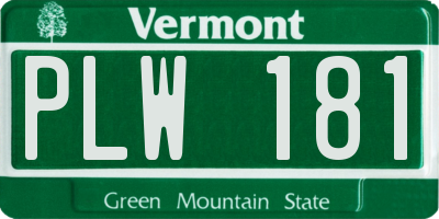 VT license plate PLW181