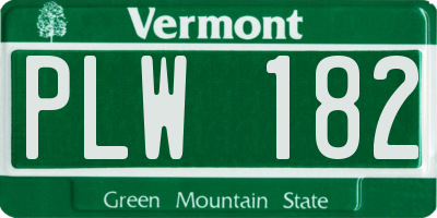 VT license plate PLW182
