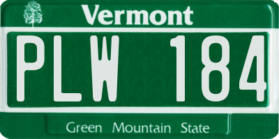 VT license plate PLW184