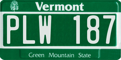 VT license plate PLW187