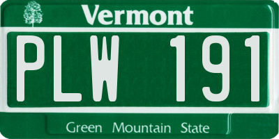 VT license plate PLW191