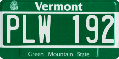 VT license plate PLW192