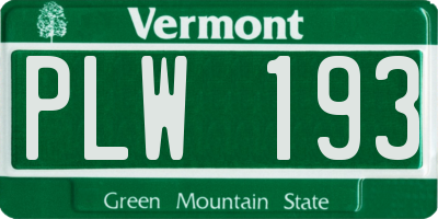 VT license plate PLW193