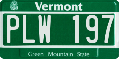 VT license plate PLW197