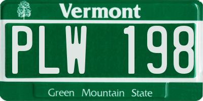 VT license plate PLW198