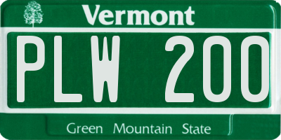 VT license plate PLW200