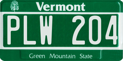 VT license plate PLW204