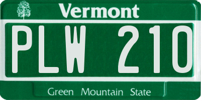 VT license plate PLW210