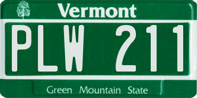 VT license plate PLW211