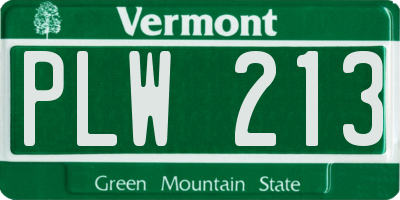 VT license plate PLW213
