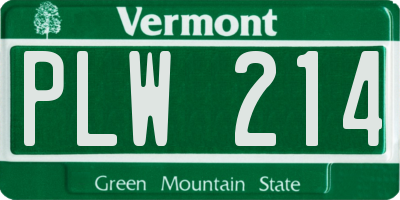VT license plate PLW214