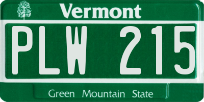 VT license plate PLW215