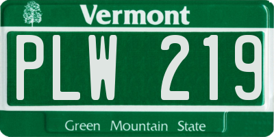 VT license plate PLW219
