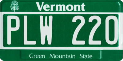 VT license plate PLW220