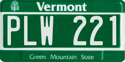VT license plate PLW221