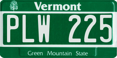 VT license plate PLW225