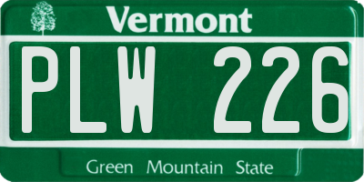VT license plate PLW226