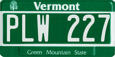 VT license plate PLW227
