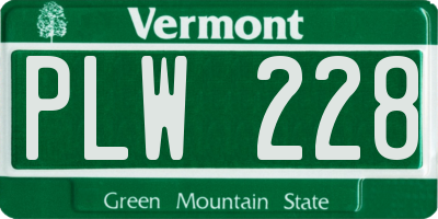 VT license plate PLW228