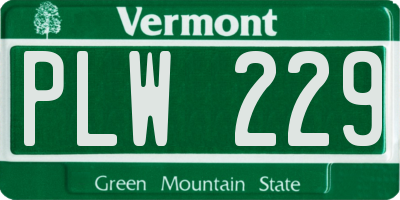 VT license plate PLW229