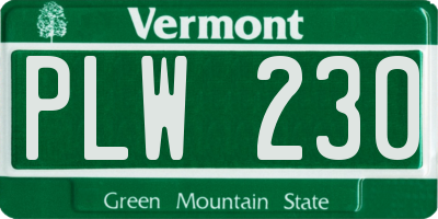 VT license plate PLW230