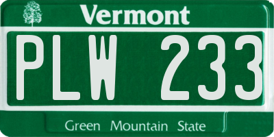 VT license plate PLW233