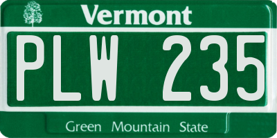 VT license plate PLW235