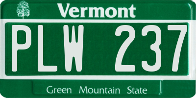VT license plate PLW237