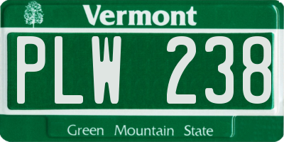 VT license plate PLW238