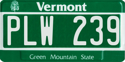 VT license plate PLW239