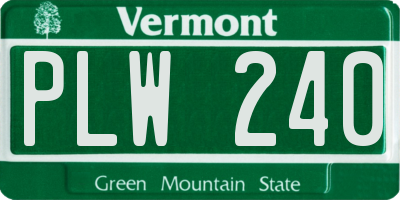 VT license plate PLW240