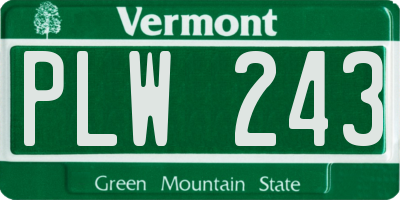 VT license plate PLW243