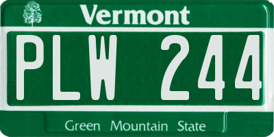 VT license plate PLW244