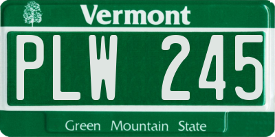 VT license plate PLW245