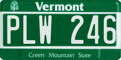 VT license plate PLW246