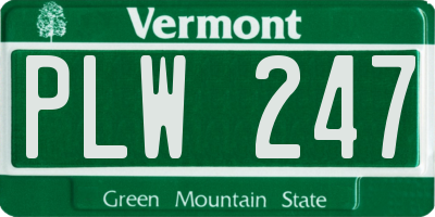 VT license plate PLW247