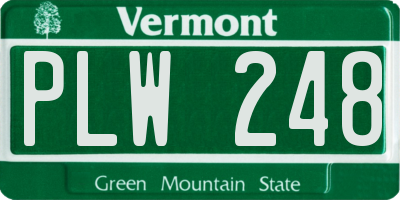 VT license plate PLW248