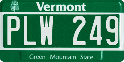 VT license plate PLW249