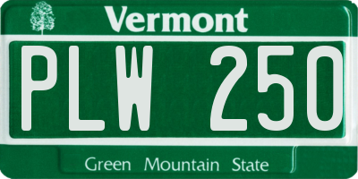 VT license plate PLW250