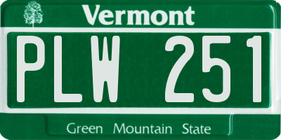 VT license plate PLW251