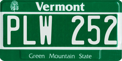 VT license plate PLW252