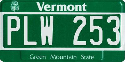 VT license plate PLW253