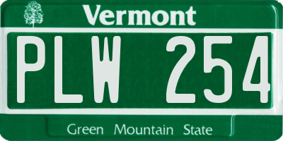VT license plate PLW254