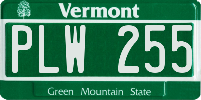 VT license plate PLW255