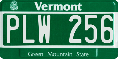 VT license plate PLW256