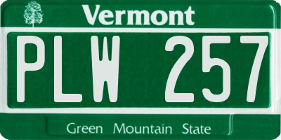 VT license plate PLW257